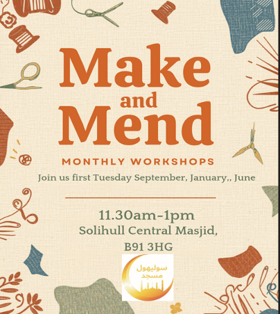 Make and Mend monthly workshops poster